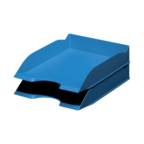 Durable ECO Recycled Plastic Stackable Letter Tray A4+ Blue 775606 Letter Trays DB72959