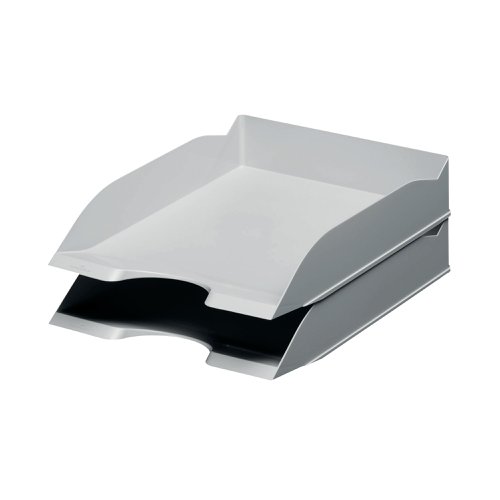 Durable ECO Recycled Plastic Stackable Letter Tray A4+ Grey 775610 Letter Trays DB72961