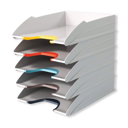 Durable Varicolor Mix Eco Stackable Letter Trays A4+ Grey (Pack of 5) 770427