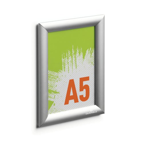 Durable Aluminium Snap Frame Notice Holder A5 Silver 479523