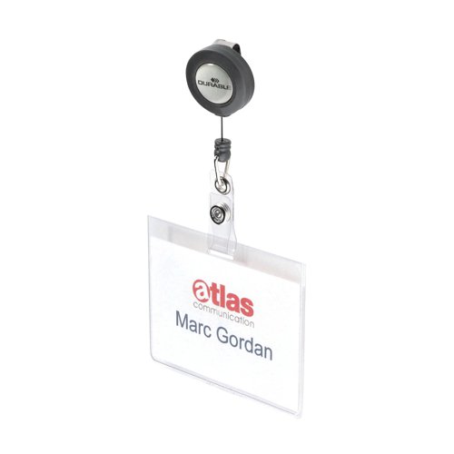 Durable Badge Reel Name Tag ID Card Holders + Inserts 60x90mm (Pack of 10) 8138/19 | DB80000 | Durable (UK) Ltd