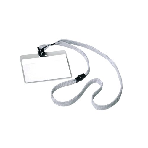 Durable Lanyard Name Badge ID Card Holder + Inserts 60x90mm Grey (Pack of 10) 8139/10 | DB80001 | Durable (UK) Ltd