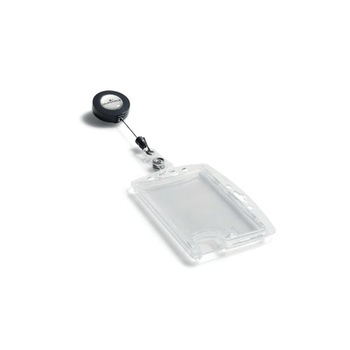 Durable Enclosed 2 Card Badge Reel Security Pass ID Holder Clear (Pack of 25) 8224/19