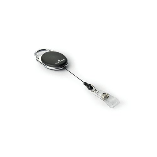 Durable Oval Badge Reel with Integrated Metal Clip Black (Pack of 10) 8324/01