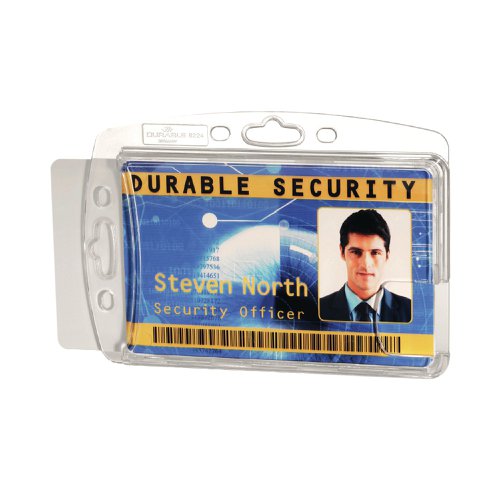 Durable Secure Enclosed 2 Card Security Pass ID Holder 54x87mm Clear (Pack of 10) 892419