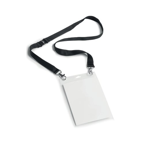 Durable A6 Name Badge with Black Textile Lanyard (Pack of 10) 852501 | DB80812 | Durable (UK) Ltd