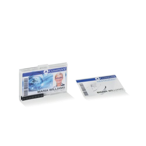 Durable PUSHBOX Duo 2 Card Security Pass ID Holder Clear (Pack of 10) 892119