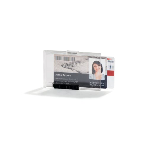 Durable PUSHBOX Duo 2 Card Security Pass ID Holder Clear (Pack of 10) 892119