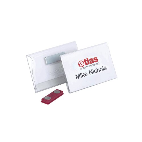 Durable Conference Magnet Name Tag Badge Holders + Inserts 54x90mm (Pack of 25) 8117/19