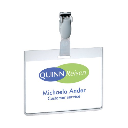 Durable Visitor Badge with Plastic Clip 60x90mm Clear (Pack of 25) 8143/19 | DB814319 | Durable (UK) Ltd