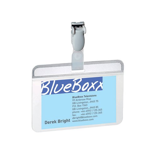 Durable Self Laminating Name Badge with Clip 54x90mm Clear (Pack of 25) 8149/19 DB814919