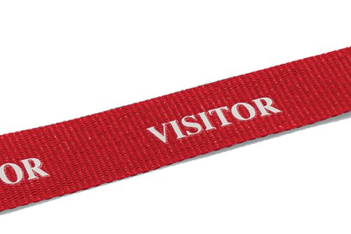 Durable Textile Lanyard Printed Visitor 20mm Red (Pack of 10) 823803