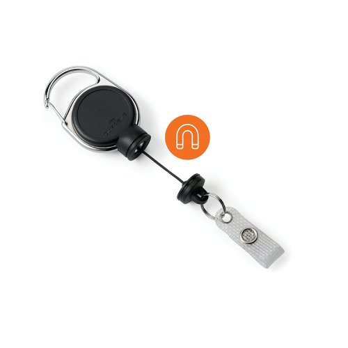 Durable Extra Strong Retractable Clip Badge Reel for ID and Keys Black 832901