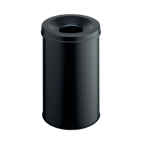 Durable Metal Waste Bin with Fire Extinguishing Lid 30 Litre Black 330601