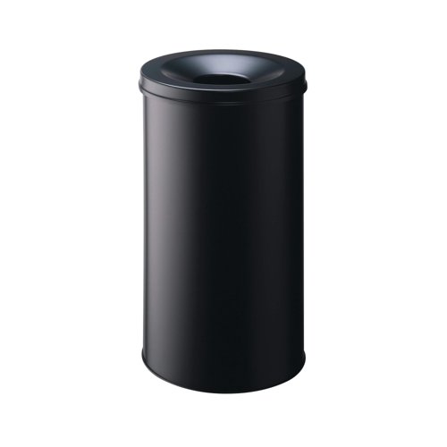 Durable Fire Extinguishing Metal Waste Bin TUV Certified 60L Black 330701