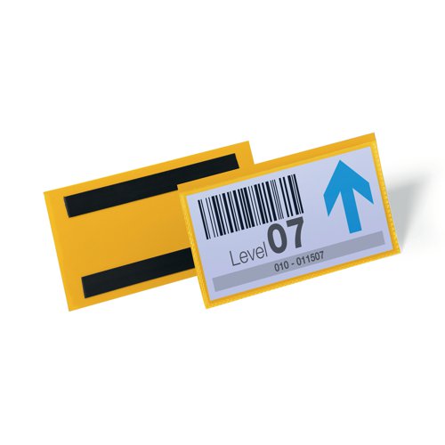 Durable Magnetic Document Pocket 150x67mm Yellow (Pack of 50) 174204