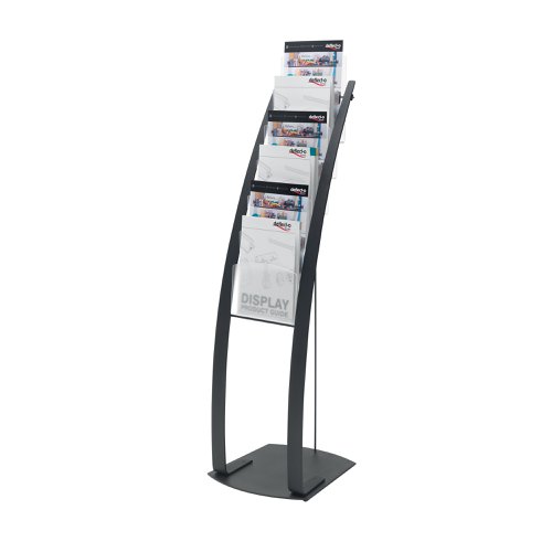 Deflecto Six Pocket Literature Floor Stand A4 Black 693104 Literature Displays DF02732