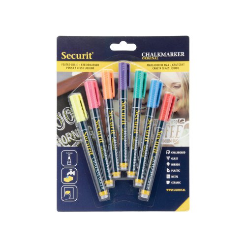 Securit Liquid Chalk Marker 1-2mm Nib Assorted (Pack of 7) BL-SMA100-V7-AS