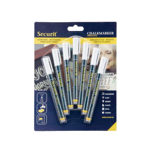 Securit Liquid Chalk Marker 1-2mm Nib White (Pack of 7) BL-SMA100-V7-WT