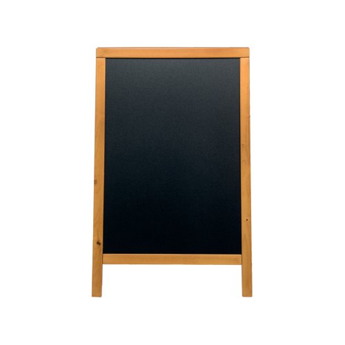 Securit Duplo Double-sided Pavement Chalkboard with Lacquered Teak Frame 570x68x895mm SBDW-TE-85