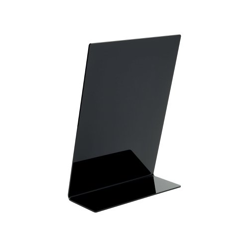 Deflecto Slanted Display Sign Acrylic A4 Portrait Black SSPA414-2