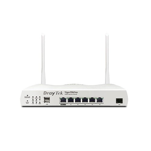 DrayTek Vigor 2865ax Wireless Router DSL Modem 6-Port Switch 1GbE PPP WAN Ports 2 Wi-Fi 6 V2865AX-K Network Routers DK74386