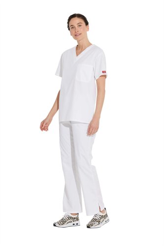 Dickies Signature Unisex Scrub Top: Comfort, Style & Practicality for Healthcare Professionals White