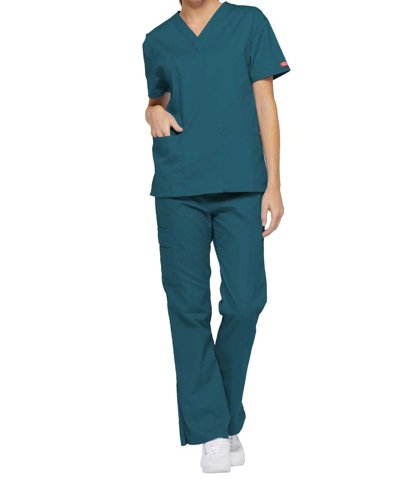 Dickies Signature V-neck Scrub Top Comfortable Healthcare Workwear Professional Medical Attire Car