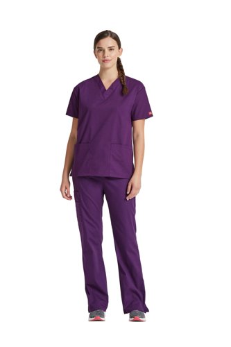 Dickies Signature V-neck Scrub Top Comfortable Healthcare Workwear Professional Medical Attire Egg