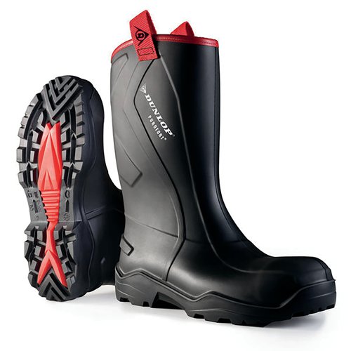 Dunlop Purofort+ Rugged Full Safety Waterproof Rigger Boots 1Pr Black 6 C76204306 | Dunlop