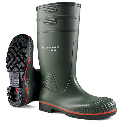 Dunlop Acifort Heavy Duty Waterproof Full Safety Waterproof Boots 1 Pair Green 13