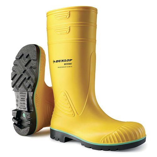 Dunlop Acifort Heavy Duty Waterproof Full Safety Waterproof Boots 1Pr Yellow 7 A4422B107