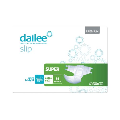 Dailee Slip Premium Super Adult Diapers Medium (Pack of 30) I0100322