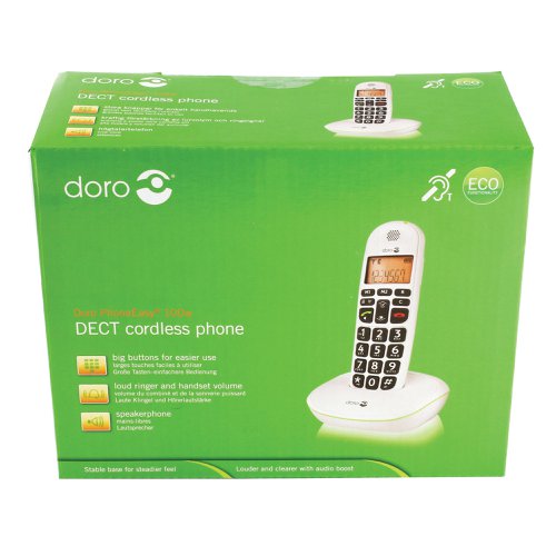 Doro DECT Cordless Telephone Big Button White PHONEEASY 100W