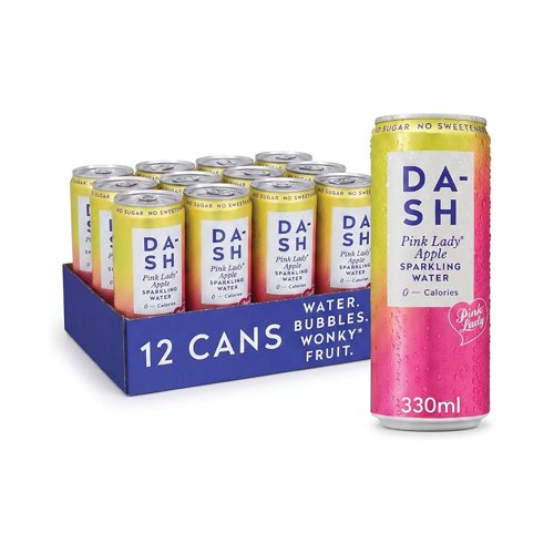 Dash Water Sparkling Water Pink Lady Apple 330ml Can Pack of 12 DBL421