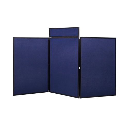 Bi-Office Showboard 3 Panel+Header Boards Blue Nylon 180x90cm DSP33263