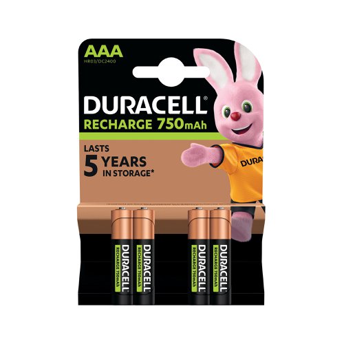 Duracell Stay Charged Rechargeable AAA NiMH 750mAh Batteries (Pack of 4) 81364750