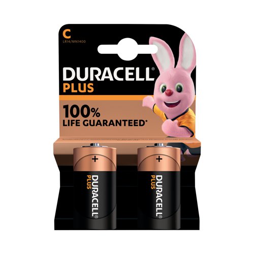 Duracell Plus C Battery Alkaline 100% Life (Pack of 2) 5009810