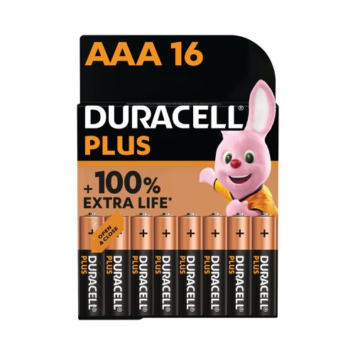 Duracell offers a wide range of batteries to be used in electronics that require reliable power. Duracell Plus AAA batteries are alkaline batteries ideal for powering all your everyday devices. These batteries are perfect for powering everyday devices, such as motorised toys, flashlights and digital audio devices. Duracell Plus AA has up to 100% extra life. Unused Duracell batteries can stay powered for up to 10 years in ambient storage.