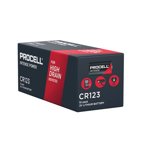 Procell Intense High Power Lithium CR123 3V Battery (Pack of 10) 5000394163393