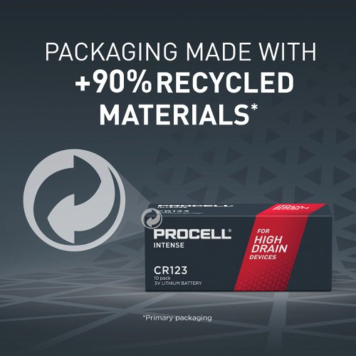 Procell Intense High Power Lithium CR123 3V Battery (Pack of 10) 5000394163393