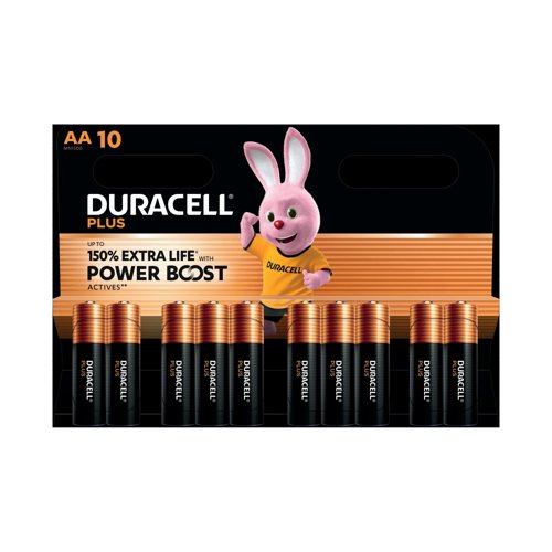 Duracell Plus AA Battery Alkaline 150% Extra Life Power Boost (Pack of 10) 5015842+