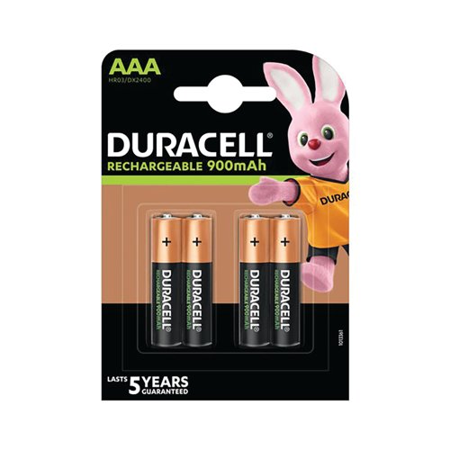 Duracell AAA Rechargeable Batteries 900mAh Pack of 4 5000394203822
