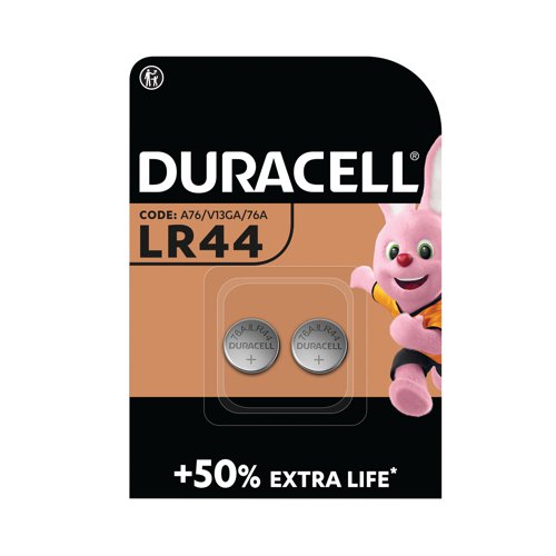 Duracell LR44 Alkaline Button Batteries (2 Pack) A76/2