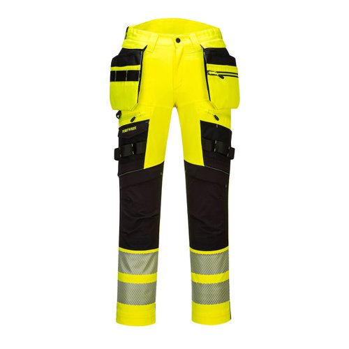 Portwest DX4 Hi Vis Detachable Holster Pocket Trousers 44 Yellow/Blk