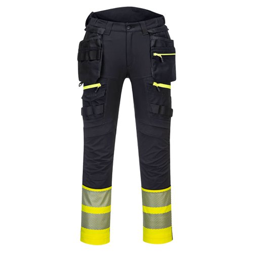 Portwest DX4 Hi Vis Detachable Holster Pocket Class 1 Trousers 33 Yellow/Blk