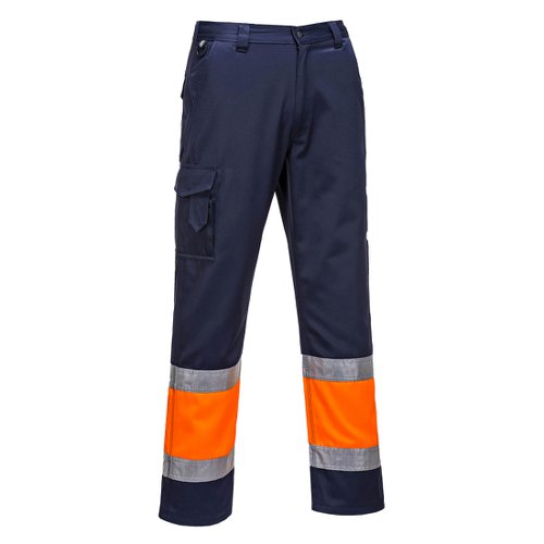 Portwest Hi Vis Contrast Class 1 Service Trousers L Orange/Navy