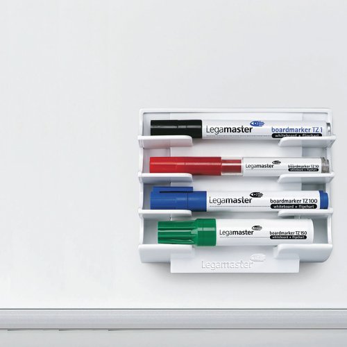 Keep your board markers to hand with this board accessory from Legamaster which will tidy up and organise your whiteboard. The magnetic marker holder is designed to hold up to four whiteboard markers horizontally and will attached onto any magnetic board. Easy moved, you can position the marker holder wherever is convenient and move it depending on your whiteboard use.