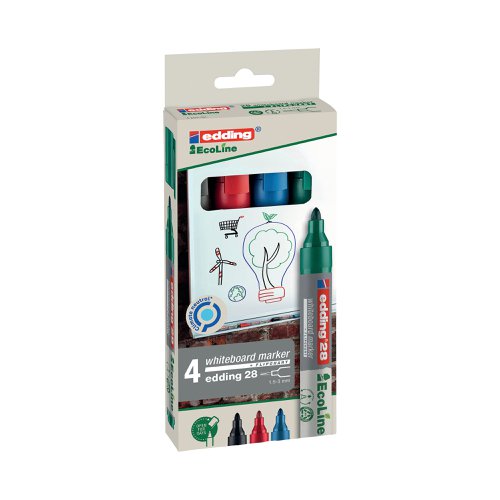 Edding e-28/4 S EcoLine Whiteboard Marker A5 Assorted (Pack of 4) 4-28-4 | Edding