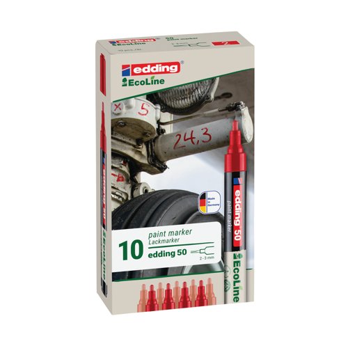 Edding E-50 Water-Based Paint Marker Medium Red (Pack of 10) 4-50-002/10